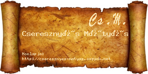 Cseresznyés Mátyás névjegykártya